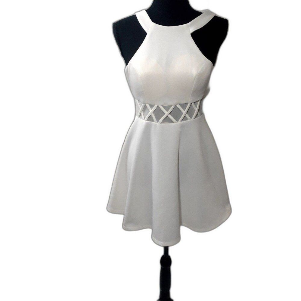 My MIchelle Womens White Short Sleeve Short Party Fit Size 0 #61